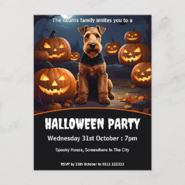 Welsh Terrier Halloween-Party Einladungspostkarte