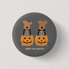 Welsh Terrier Halloween Skeleton Button