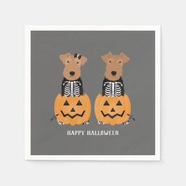 Welsh Terrier Halloween Skeleton Serviette