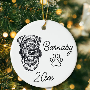 Welsh Terrier Hund Benutzerdefinierter Name & Jahr Keramik Ornament