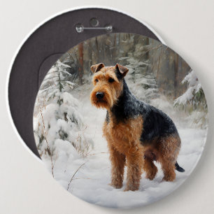Welsh Terrier Lass es schneien Weihnachten Button