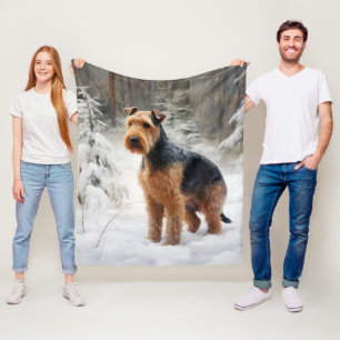 Welsh Terrier Lass es schneien Weihnachten Fleecedecke
