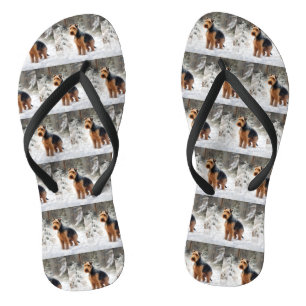 Welsh Terrier Lass es schneien Weihnachten  Flip Flops