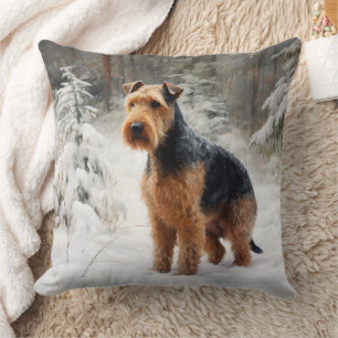 Welsh Terrier Lass es schneien Weihnachten Kissen