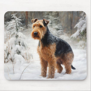 Welsh Terrier Lass es schneien Weihnachten  Mousepad