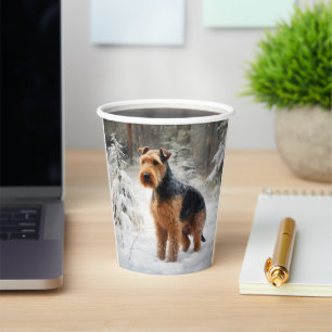 Welsh Terrier Lass es schneien Weihnachten Pappbecher