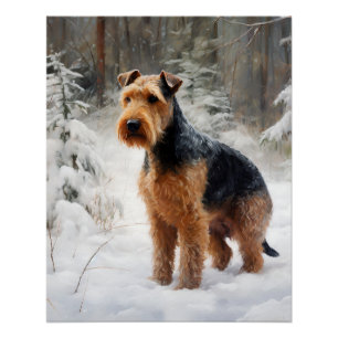 Welsh Terrier Lass es schneien Weihnachten Poster