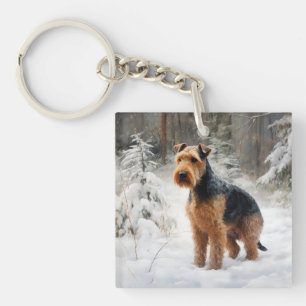 Welsh Terrier Lass es schneien Weihnachten Schlüsselanhänger