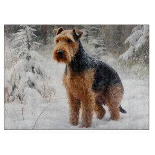 Welsh Terrier Lass es schneien Weihnachten Schneidebrett