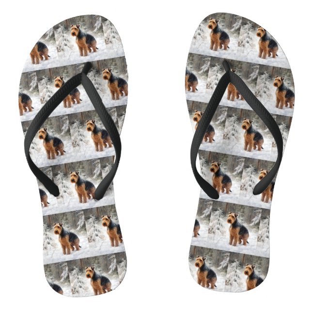 Welsh Terrier Let It Snow Weihnachten Flip Flops (Fußbett)