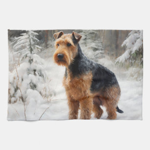 Welsh Terrier Let It Snow Weihnachten Geschirrtuch