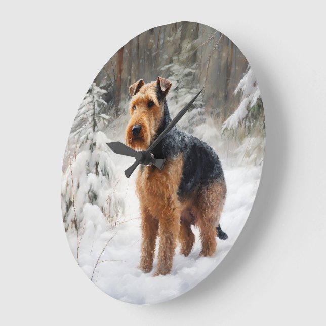 Welsh Terrier Let It Snow Weihnachten Große Wanduhr (Winkel)