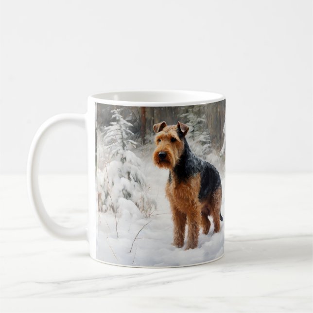Welsh Terrier Let It Snow Weihnachten Kaffeetasse (Links)