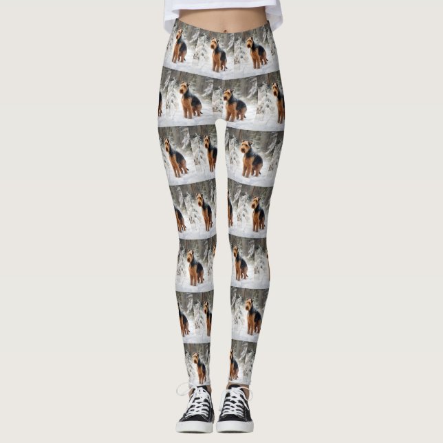 Welsh Terrier Let It Snow Weihnachten Leggings (Vorderseite)
