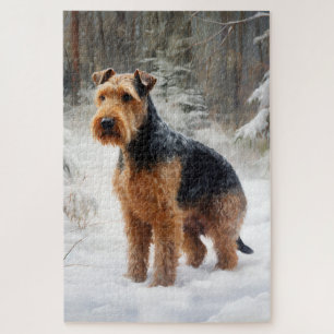 Welsh Terrier Let It Snow Weihnachten Puzzle