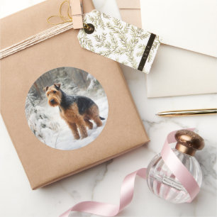 Welsh Terrier Let It Snow Weihnachten Runder Aufkleber