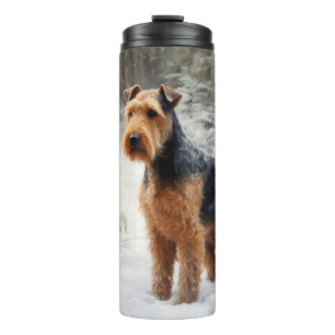 Welsh Terrier Let It Snow Weihnachten Thermosbecher