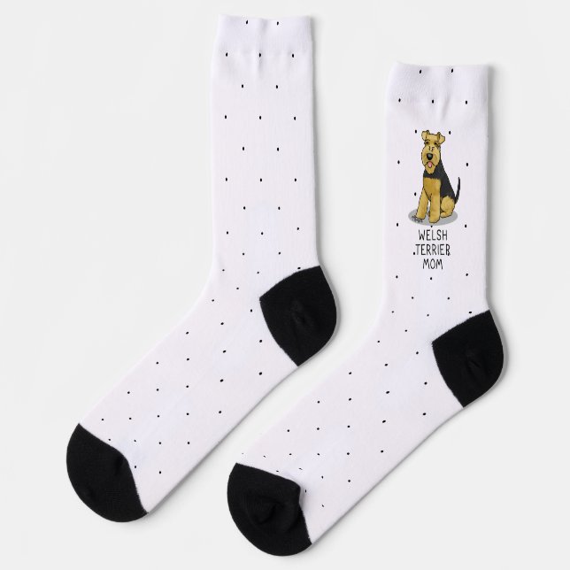 Welsh Terrier Mama - Niedliche Welshie Dog Mama Socken (Linkes Detail)
