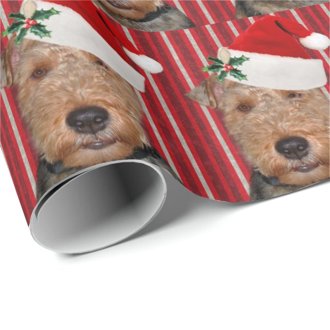 Welsh Terrier mit dem Weihnachtsmann Geschenkpapier (Rolleneckpunkt)