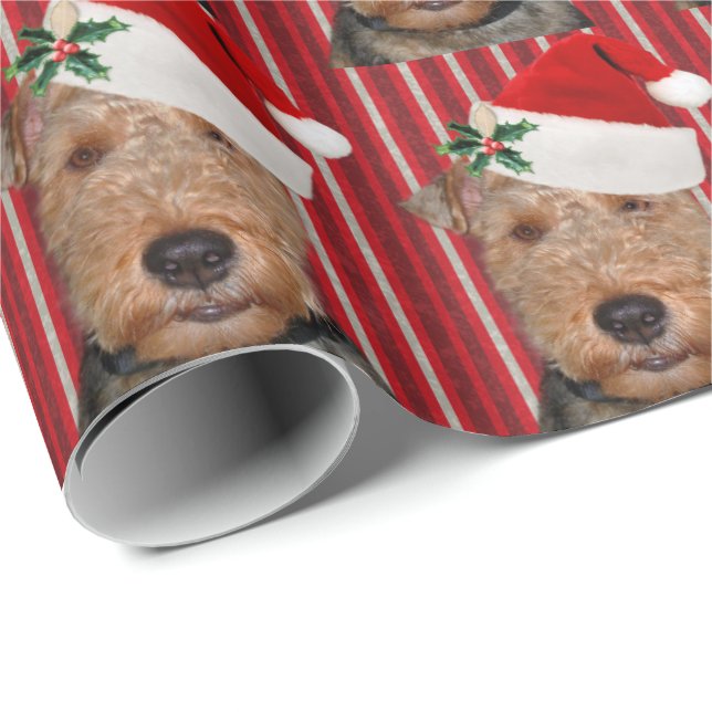 Welsh Terrier mit dem Weihnachtsmann Geschenkpapier (Rolleneckpunkt)