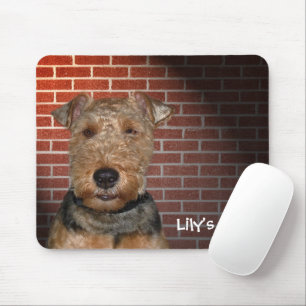 Welsh Terrier on Brick Wall Mousepad