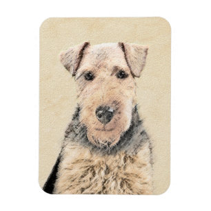 Welsh Terrier Painting - Cute Original Dog Art Magnet