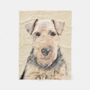 Welsh Terrier Painting - Niedliche Original Hunde Fleecedecke