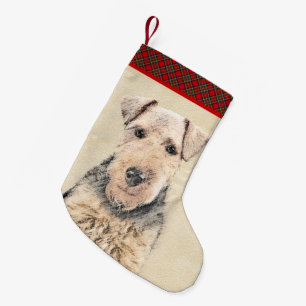Welsh Terrier Painting - Niedliche Original Hunde  Kleiner Weihnachtsstrumpf