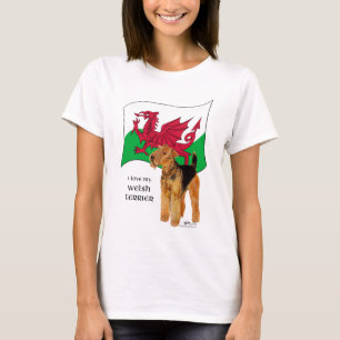 Welsh Terrier Patriotisches Wales T-Shirt