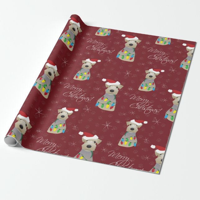 Welsh Terrier Paw Prinzen Rote Weihnachten Geschenkpapier (Ungerollt)
