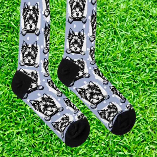 Welsh Terrier Puppy Blue Dots Theme Socken (Show your love for Welsh Terriers with these cozy Blue Dots Theme Socks. Perfect for dog lovers )