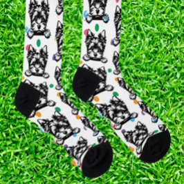 Welsh Terrier Puppy Poka Dots Personalisiertes The Socken