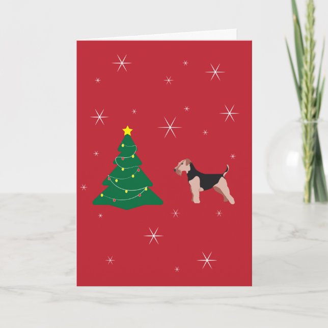 Welsh Terrier Red Christmas Card Karte (Vorderseite)