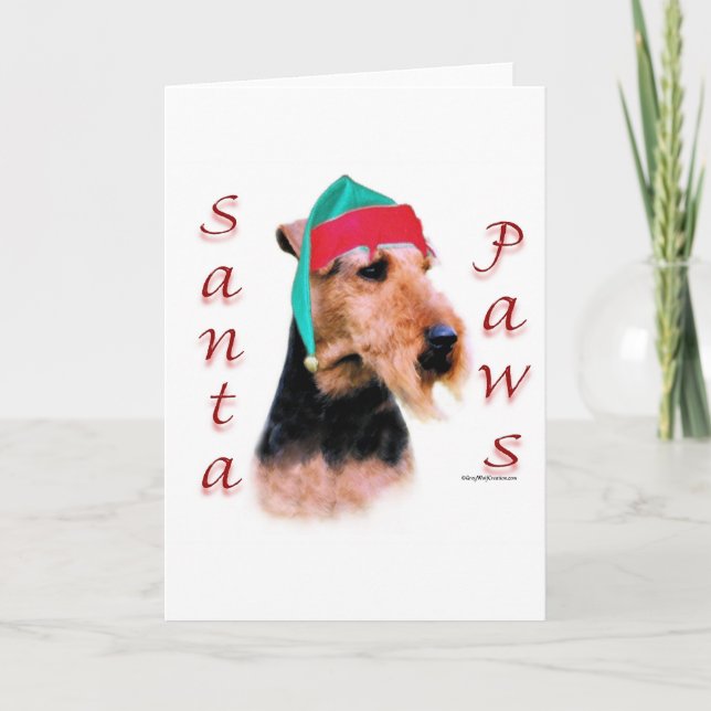 Welsh Terrier Santa Paws Feiertagskarte (Vorderseite)