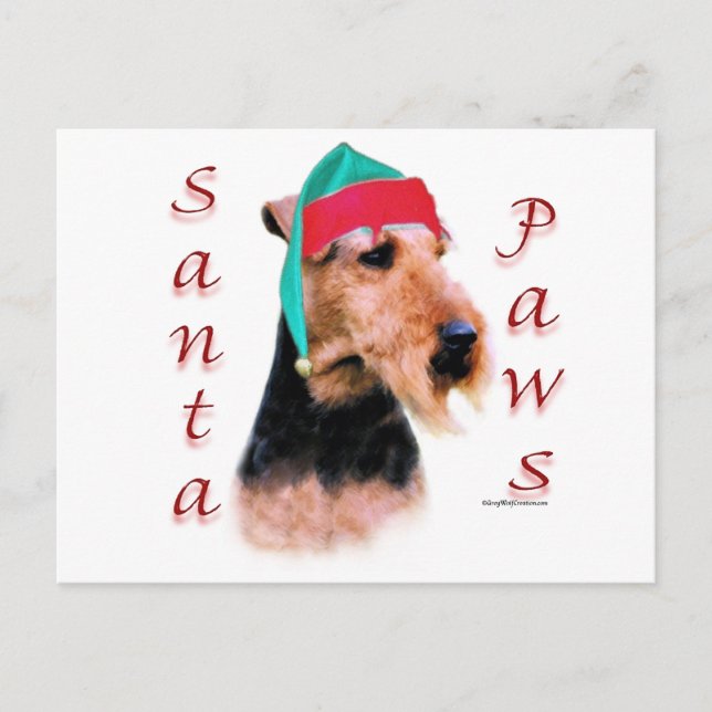 Welsh Terrier Santa Paws Feiertagspostkarte (Vorderseite)
