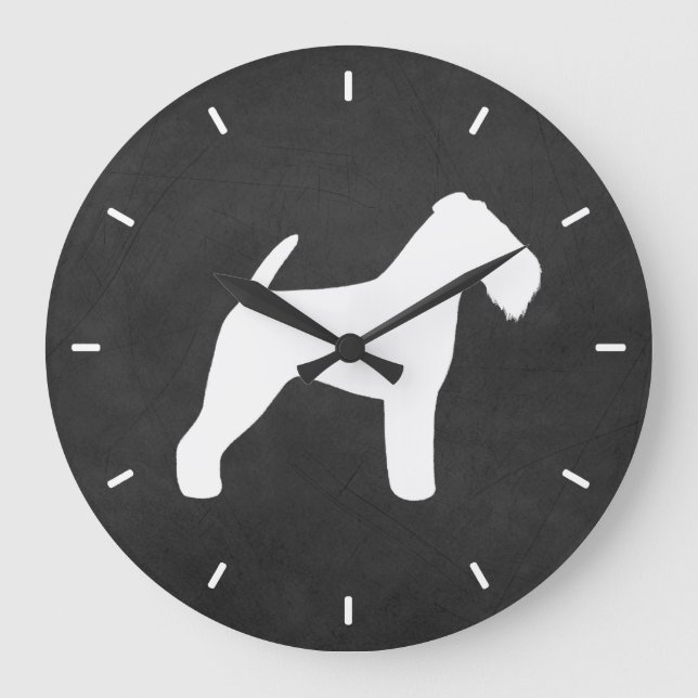 Welsh Terrier Silhouette Große Wanduhr (Vorderseite)