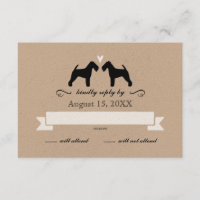 Welsh Terrier Silhouetten Hochzeit RSVP Antwort