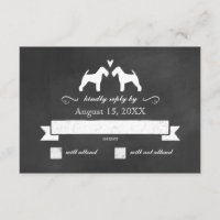 Welsh Terrier Silhouetten Hochzeit RSVP Antwort