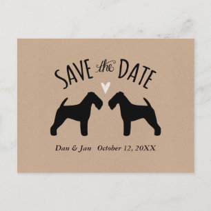 Welsh Terrier Silhouetten Hochzeitssache Datum spe Ankündigungspostkarte