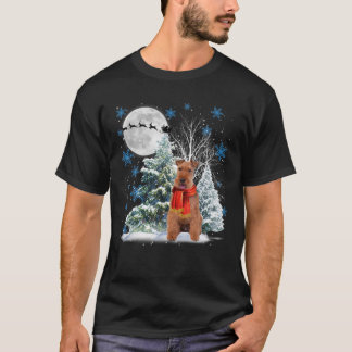 Welsh Terrier Under Moonlight Schnee Weihnachten P T-Shirt