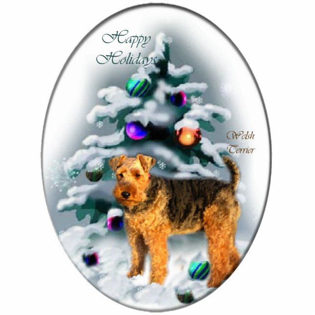 Welsh Terrier Weihnachtsgeschenke Ornament Fotoskulptur Ornament (Vorne)