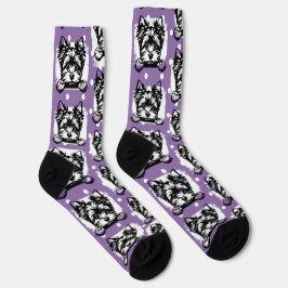 Welsh Terrier Welppy Lila Dots Theme Socken