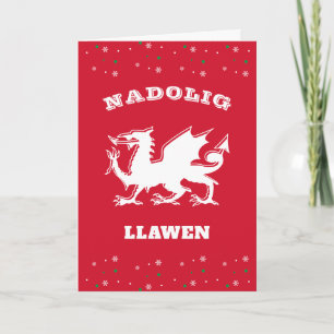 Welsh Themed Dragon Nadolig Llawen Frohe Weihnacht Feiertagskarte