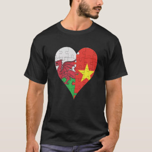 Welsh-vietnamesische Flaggenherz T-Shirt
