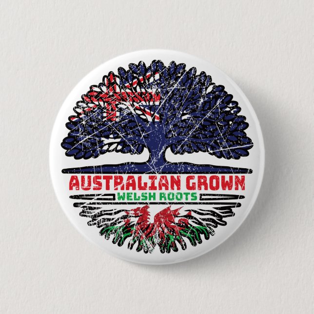 Welsh Wales Australian Australia Tree Roots Flag Button (Vorderseite)