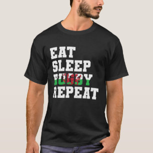 Welsh Wales isst Sleep Rugby Repeat T-Shirt