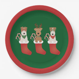 Welsh Wire Fox Terrier Dogs Weihnachten Pappteller