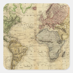 Welt 5 quadratischer aufkleber