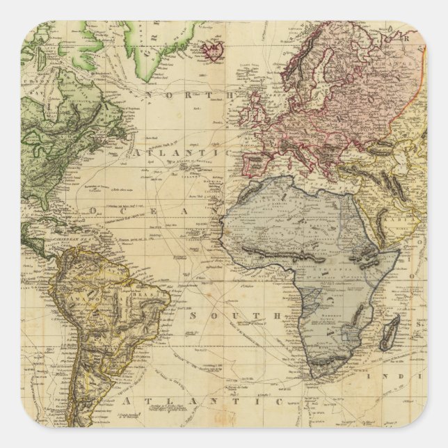 Welt 5 quadratischer aufkleber (Vorderseite)