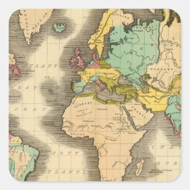 Welt 6 quadratischer aufkleber (Vorderseite)